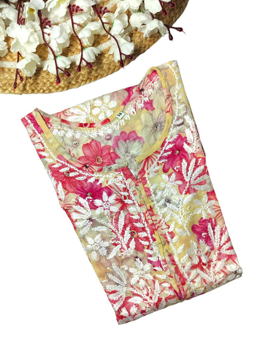 PINK MULMUL PRINTED SHORT FROCK