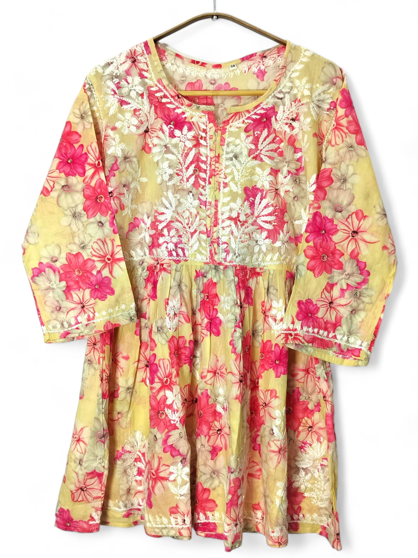 PINK MULMUL PRINTED SHORT FROCK