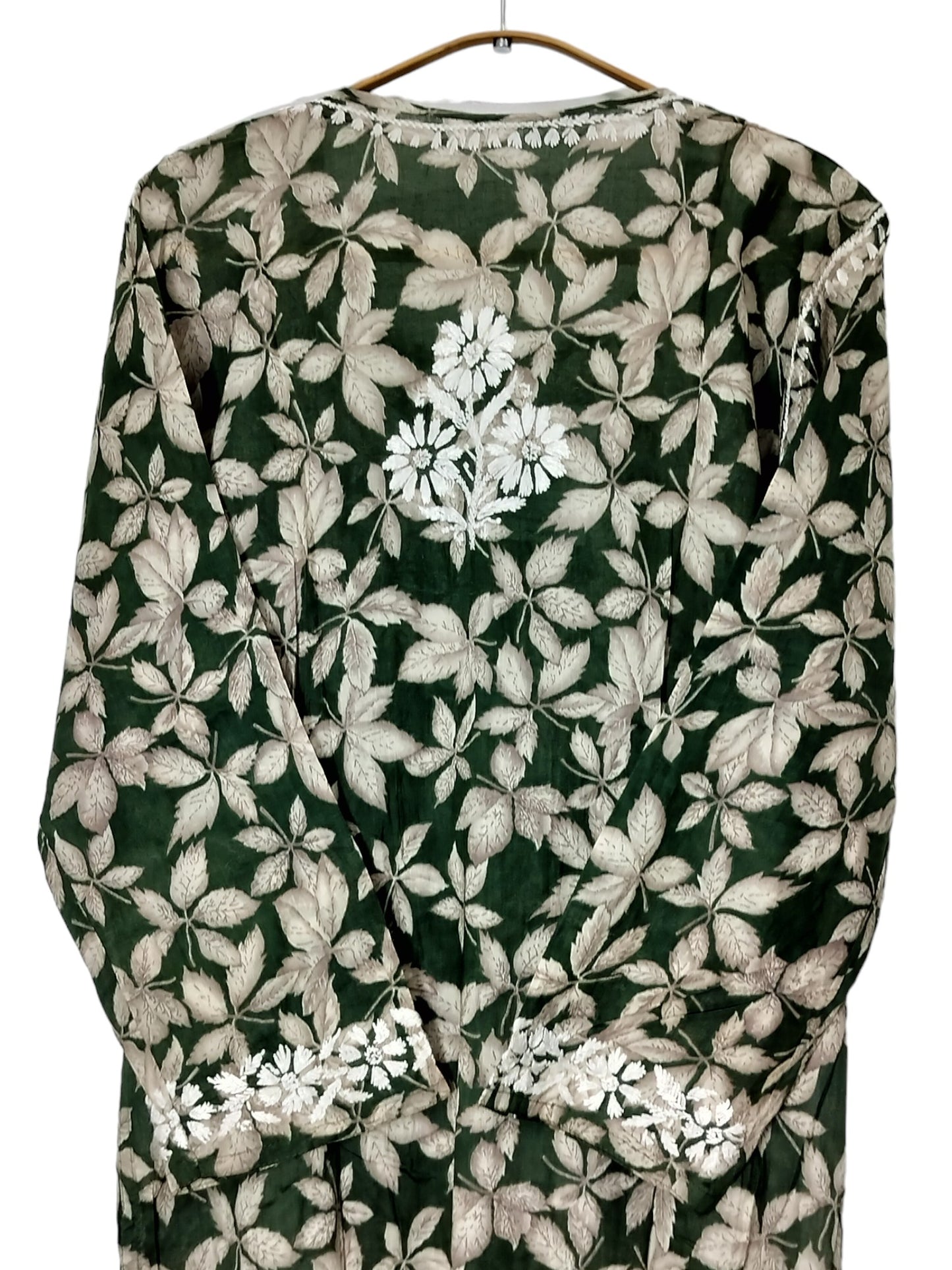 GREEN MULMUL DAHELIA PRINT NYRA CUT LONG DRESS