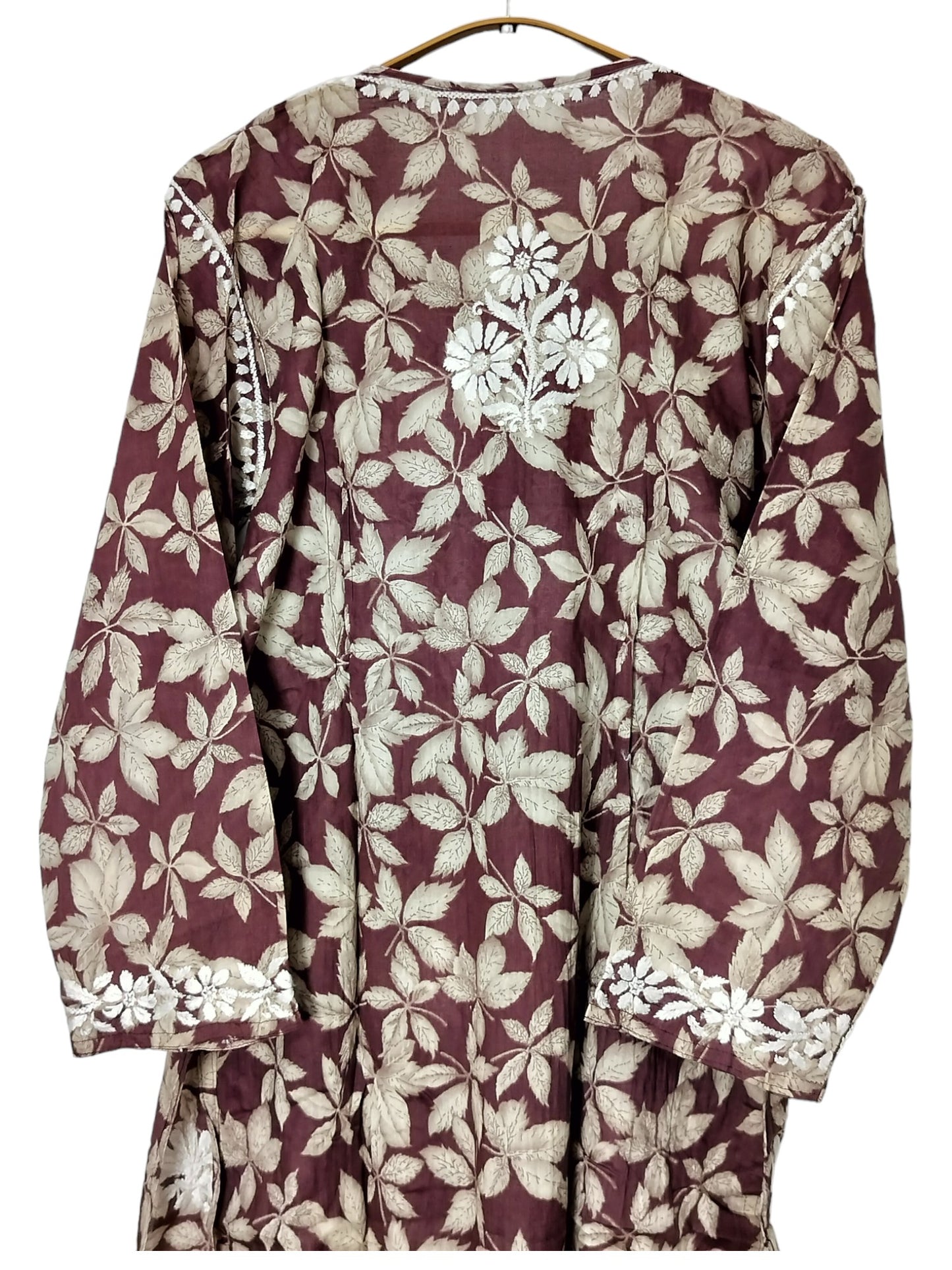 PLUM MULMUL DAHELIA PRINT NYRA CUT LONG DRESS