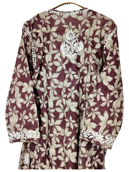 PLUM MULMUL DAHELIA PRINT NYRA CUT LONG DRESS