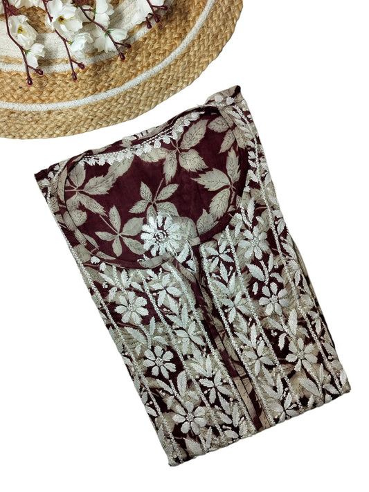PLUM MULMUL DAHELIA PRINT NYRA CUT LONG DRESS