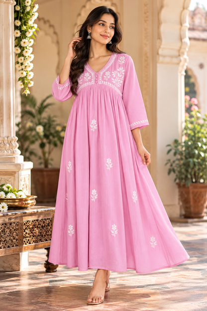 ZAREEN RAYON BABY PINK GOWN