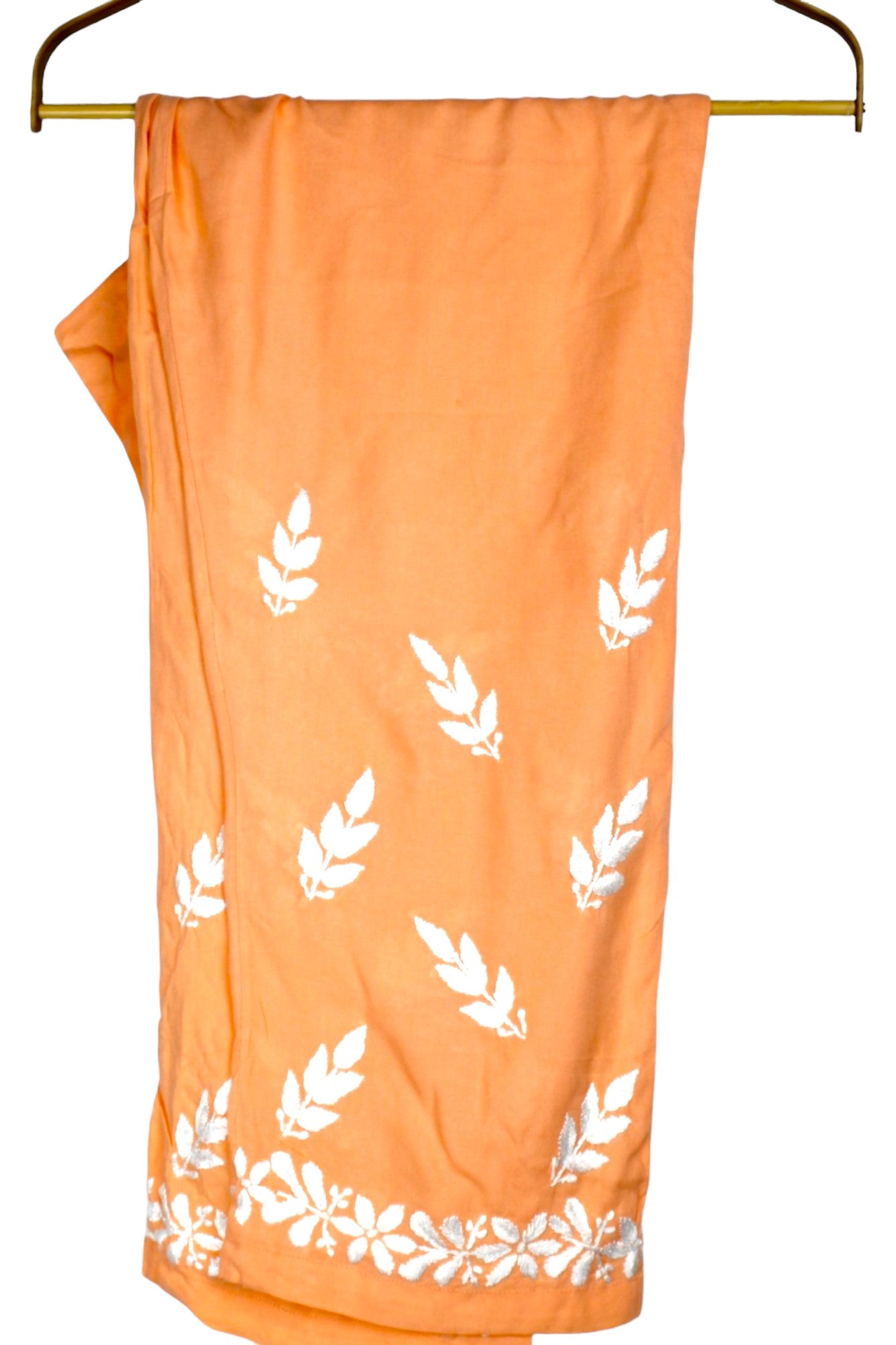 MELON ORANGE KURTA SET WITH FLORAL CHIKANKARI