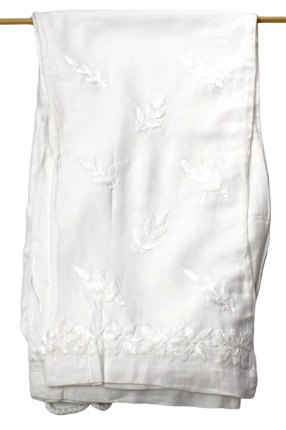 WHITE KURTA SET WITH FLORAL CHIKANKARI