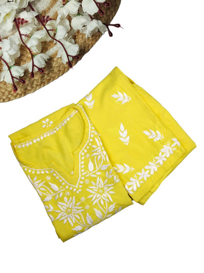 LEMON YELLOW LONG RAYON KURTA SET