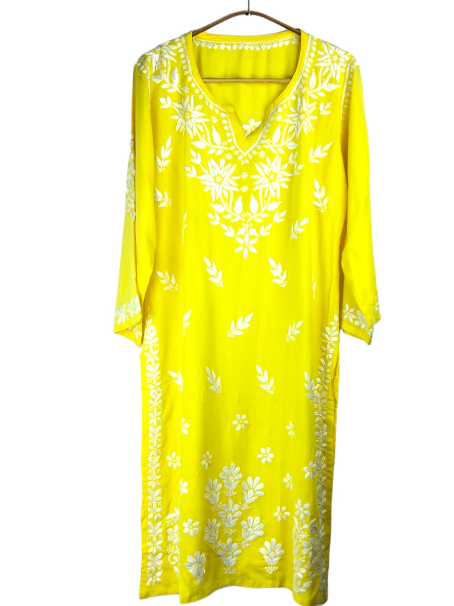 LEMON YELLOW LONG RAYON KURTA SET