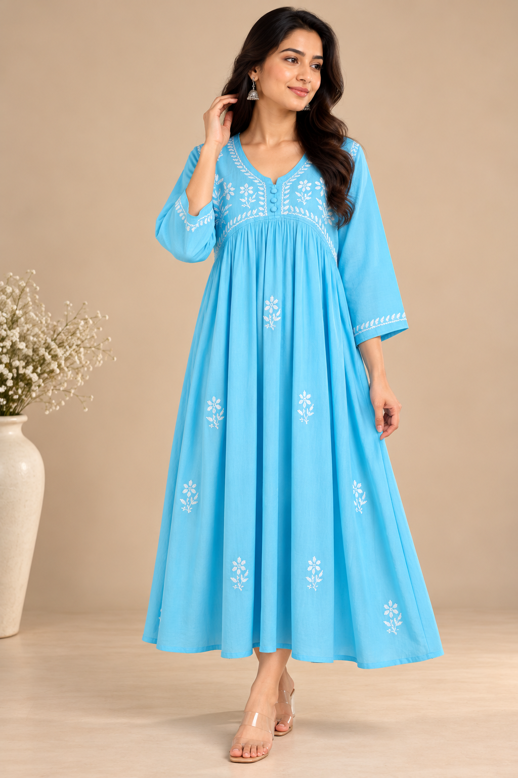 ZAREEN RAYON SKY BLUE GOWN
