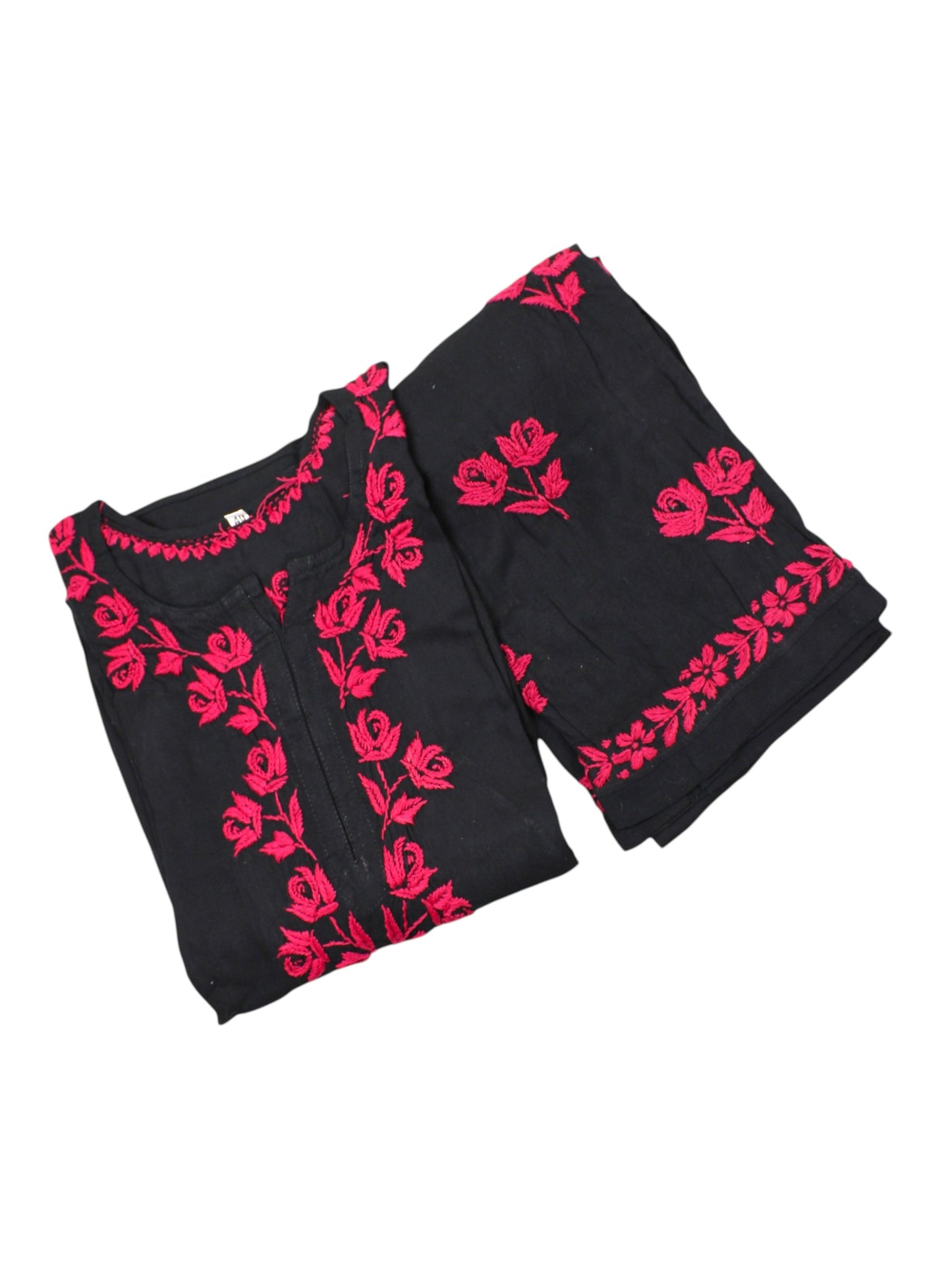 HERA BLACK & RASPBERRY PINK RAYON PREMIUM KURTA SET