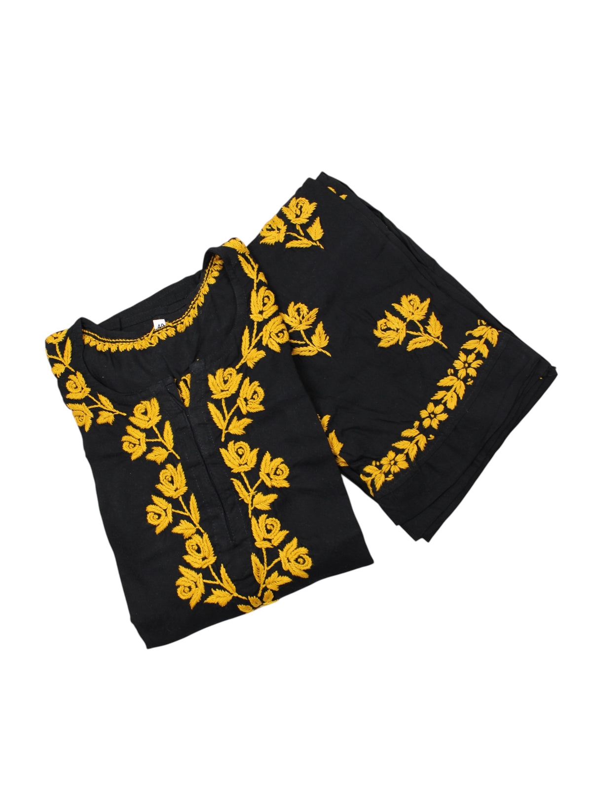 HERA BLACK & MUSTARD YELLOW RAYON PREMIUM KURTA SET