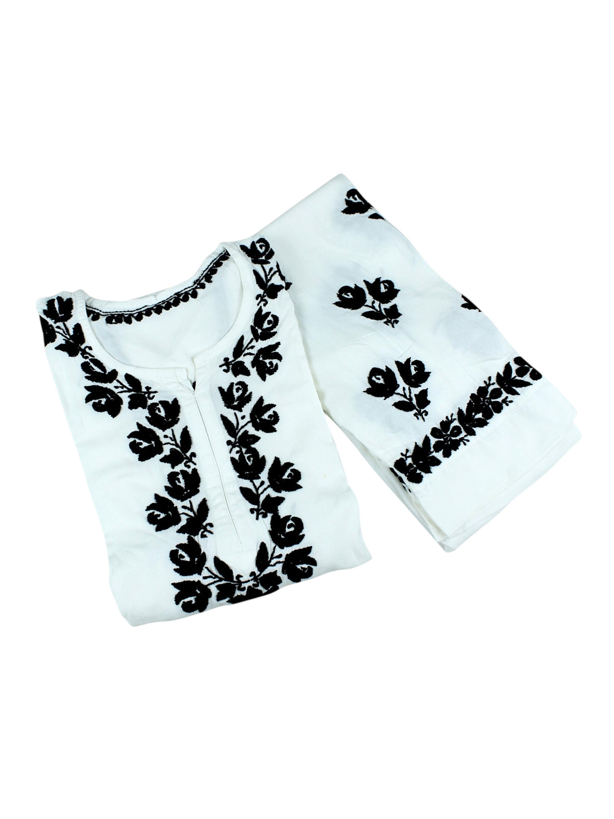 HERA WHITE & BLACK RAYON PREMIUM KURTA SET