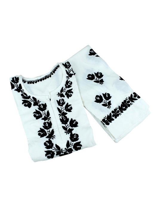 HERA WHITE & BLACK RAYON PREMIUM KURTA SET