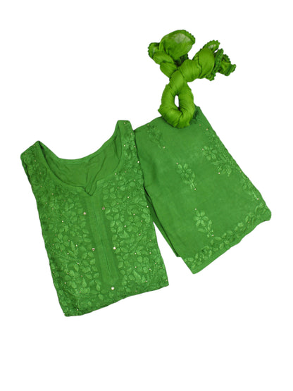 RUHAIRA LEAF GREEN RAYON KURTA SET