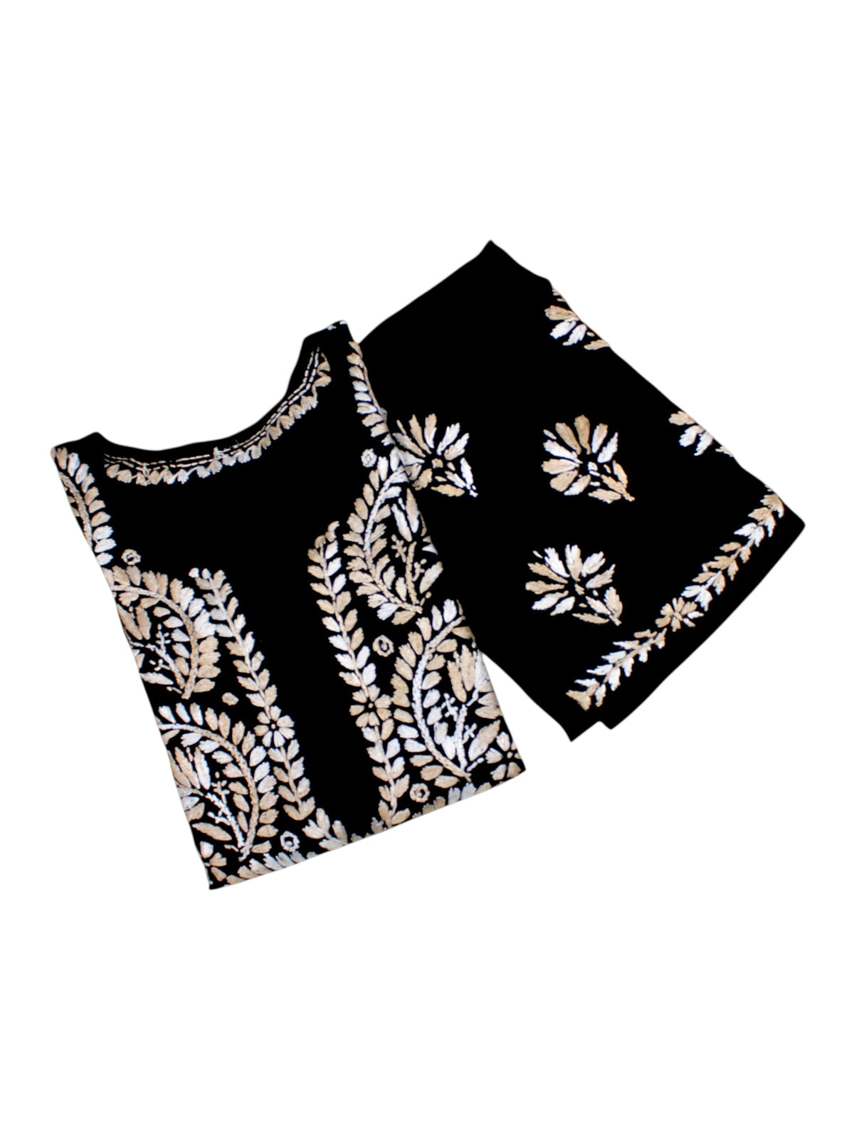 RIVYA BLACK & BEIGE RAYON KURTA SET