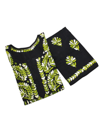 RIVYA BLACK & GREEN RAYON KURTA SET
