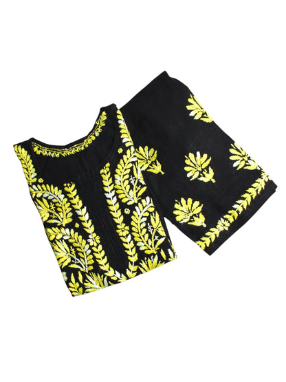 RIVYA BLACK & YELLOW RAYON KURTA SET