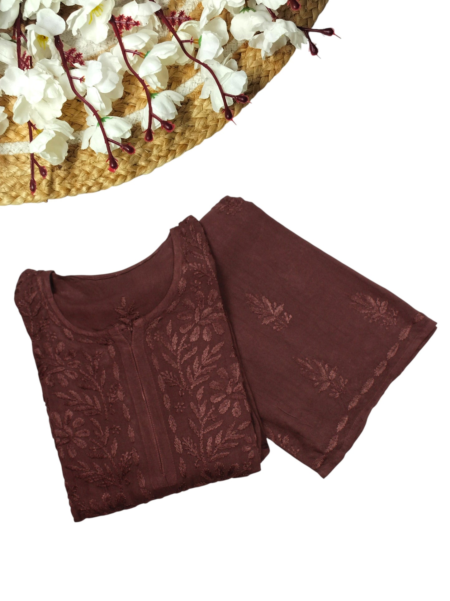 ROOH CHOCOLATE BROWN RAYON KURTA SET
