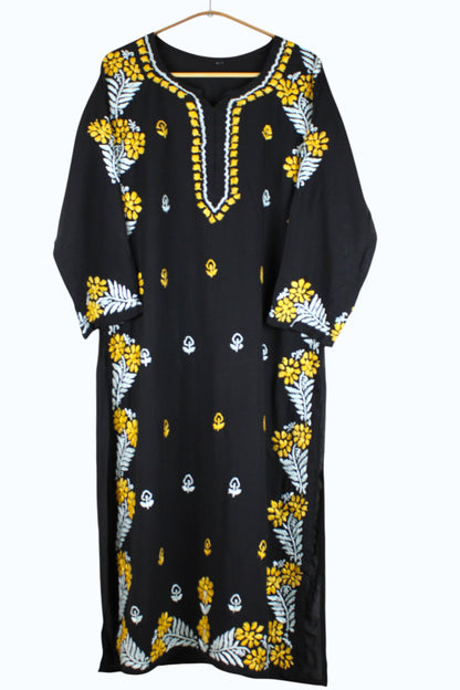 SAFIYA BLACK & YELLOW MODAL LONG KURTA