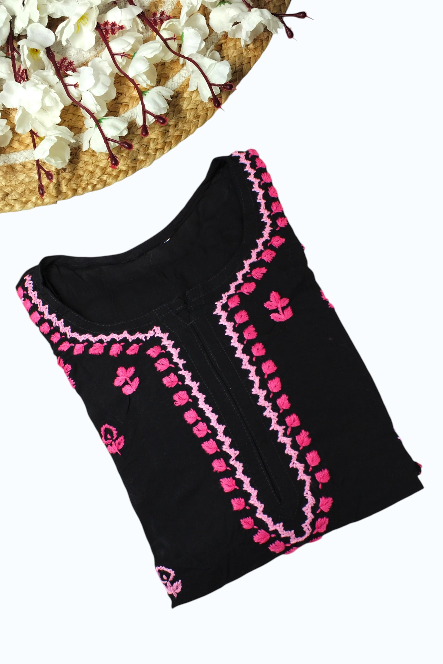 SAFIYA BLACK & PINK MODAL LONG KURTA