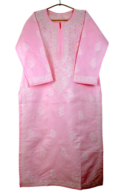 IRA PINK VOILE COTTON LONG KURTA