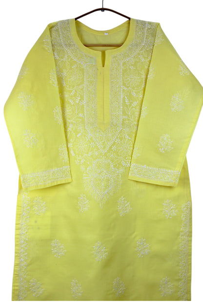 IRA YELLOW VOILE COTTON LONG KURTA