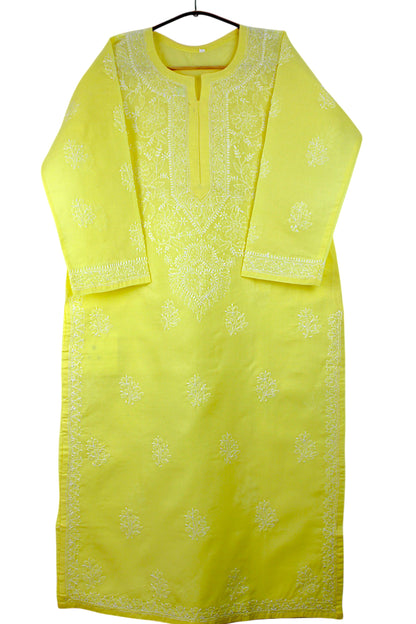 IRA YELLOW VOILE COTTON LONG KURTA