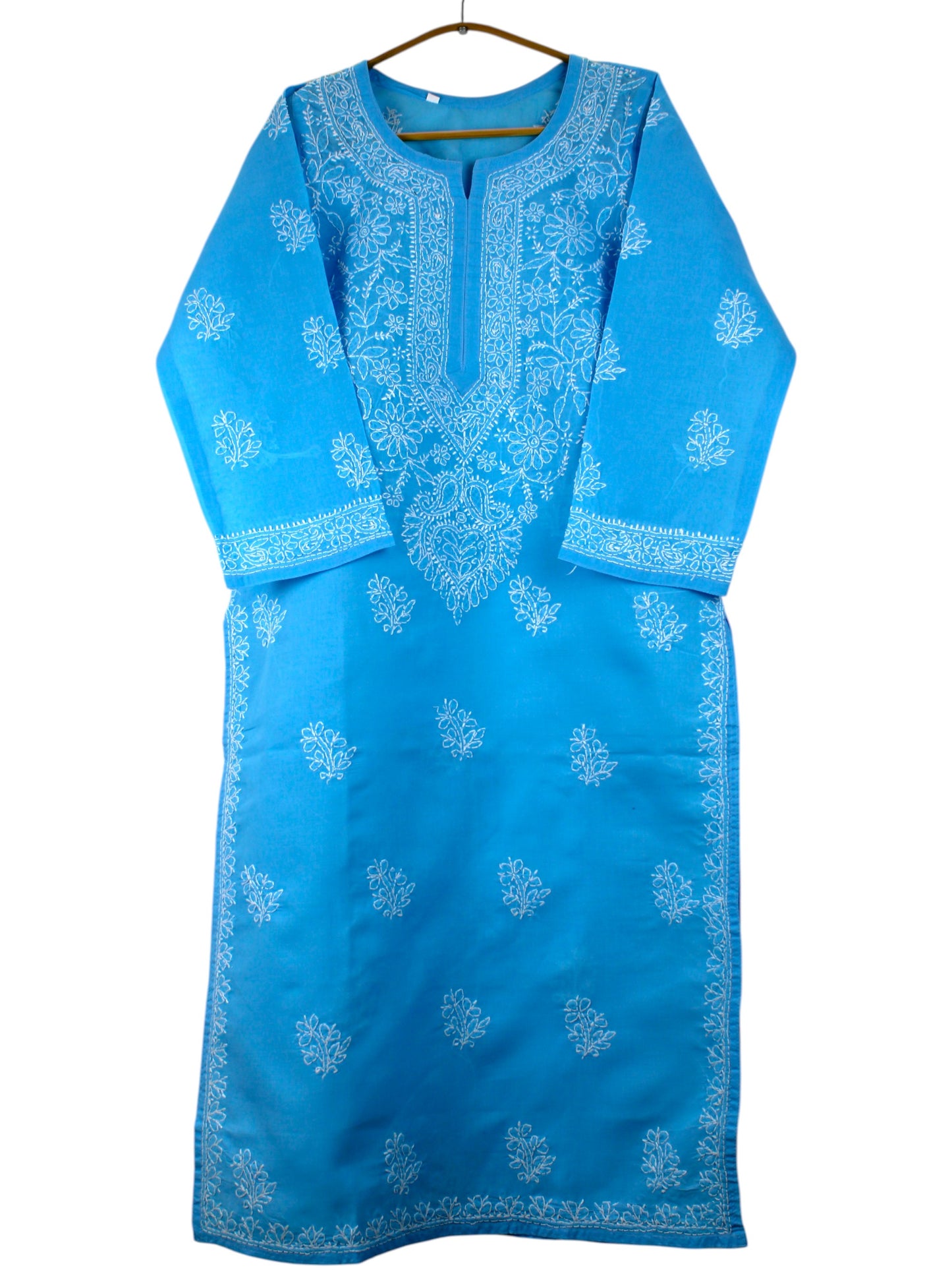 IRA POWDER BLUE VOILE COTTON LONG KURTA