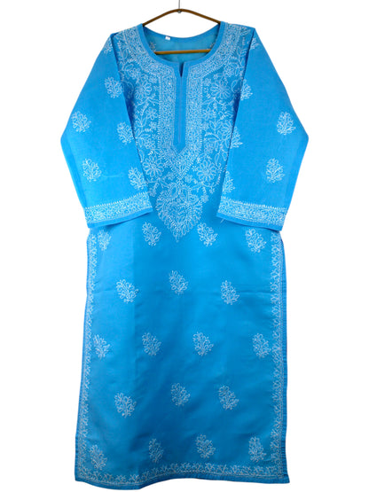 IRA POWDER BLUE VOILE COTTON LONG KURTA