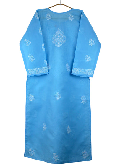 IRA POWDER BLUE VOILE COTTON LONG KURTA