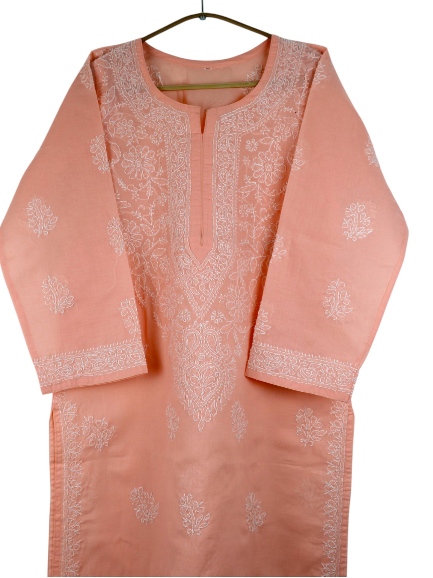 IRA PEACH VOILE COTTON LONG KURTA