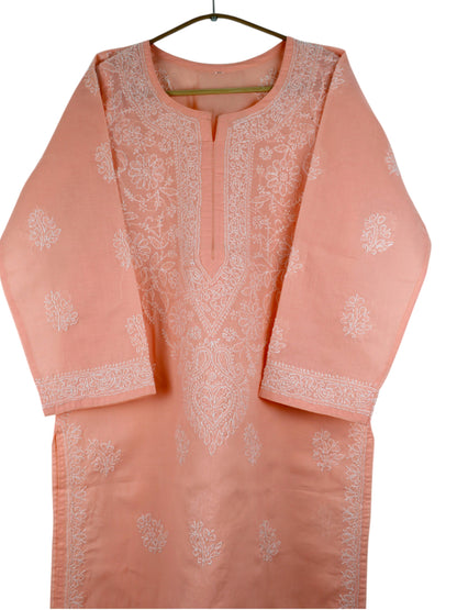 IRA PEACH VOILE COTTON LONG KURTA