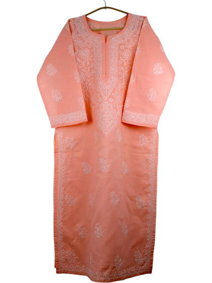 IRA PEACH VOILE COTTON LONG KURTA