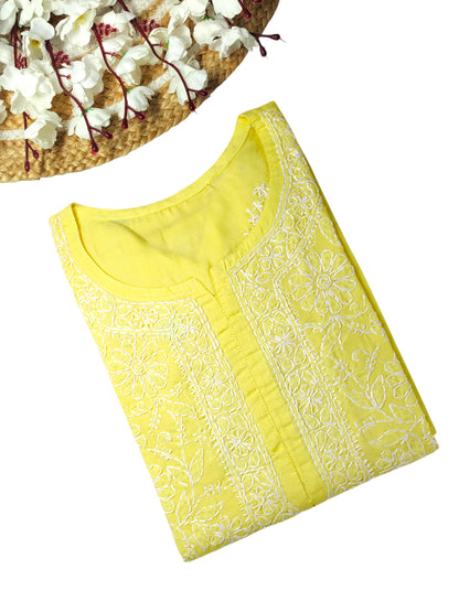 IRA YELLOW VOILE COTTON LONG KURTA
