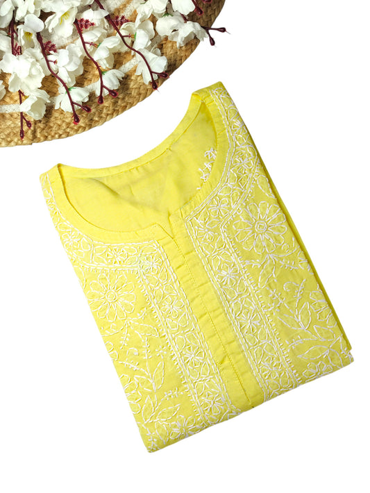 IRA YELLOW VOILE COTTON LONG KURTA