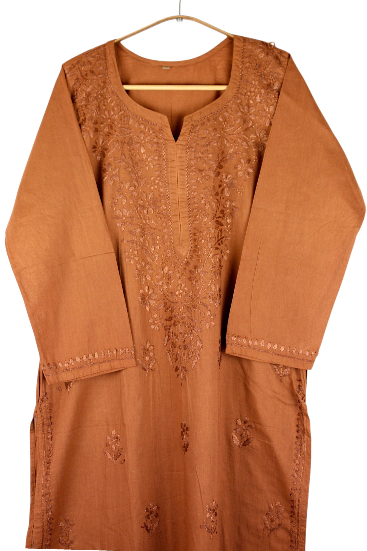 KIRAN BROWN COTTON LONG KURTA