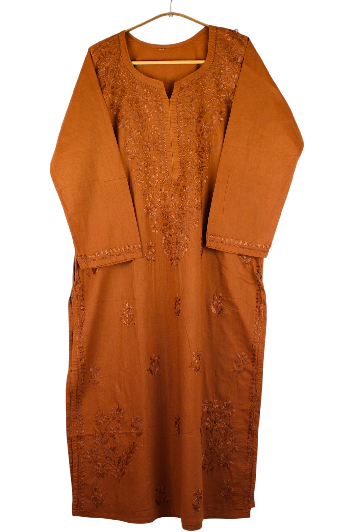 KIRAN BROWN COTTON LONG KURTA