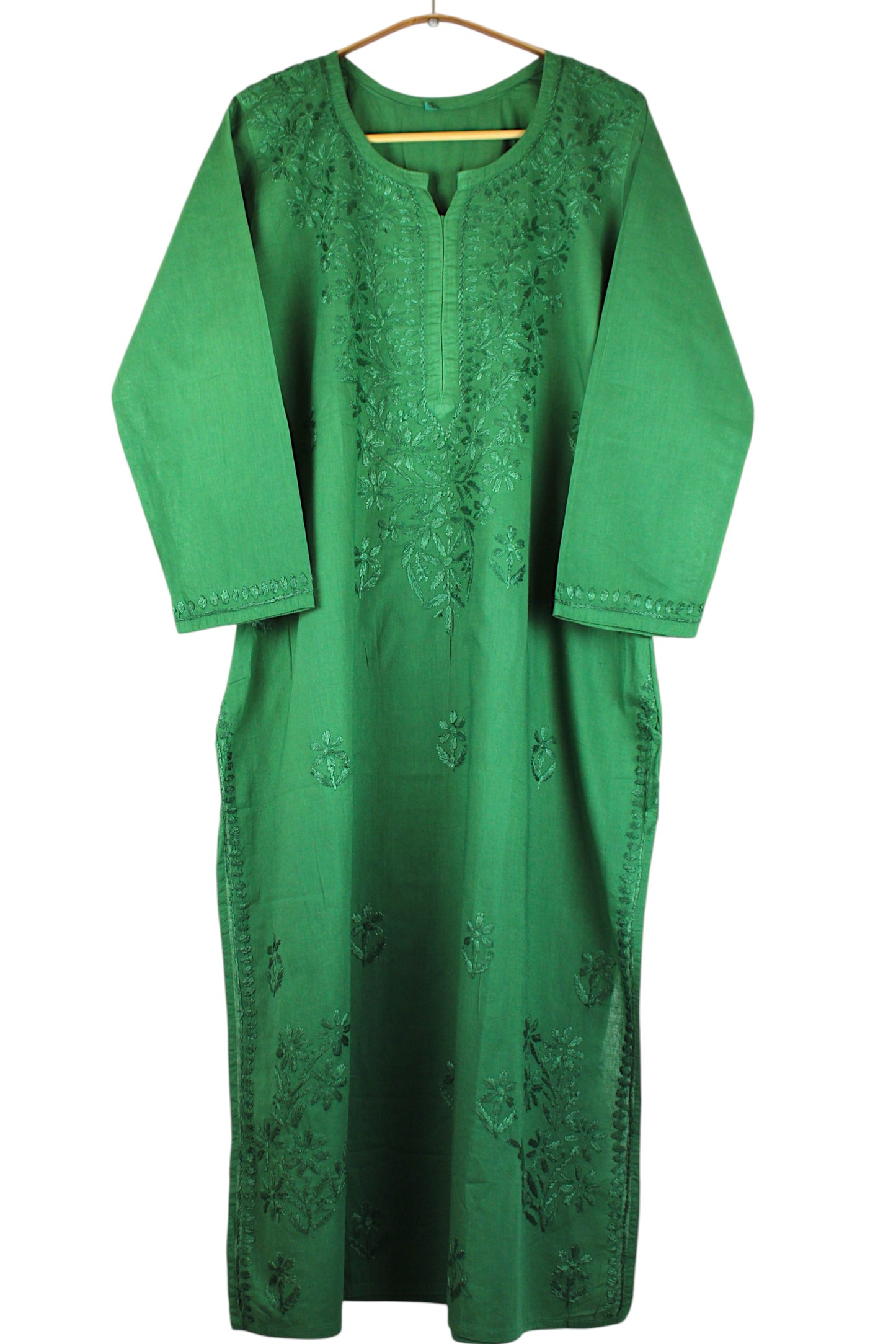KIRAN EMERALD GREEN COTTON LONG KURTA