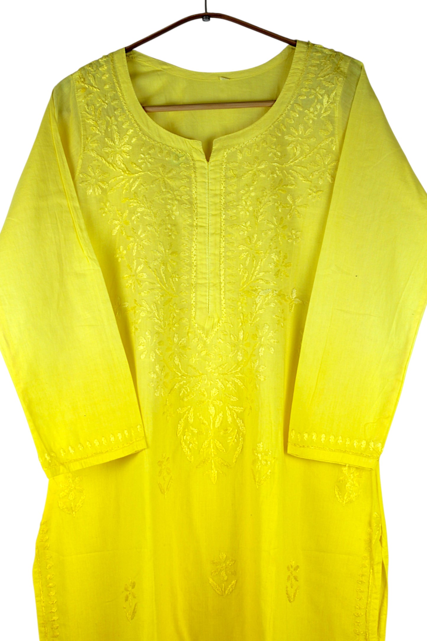 KIRAN YELLOW COTTON LONG KURTA