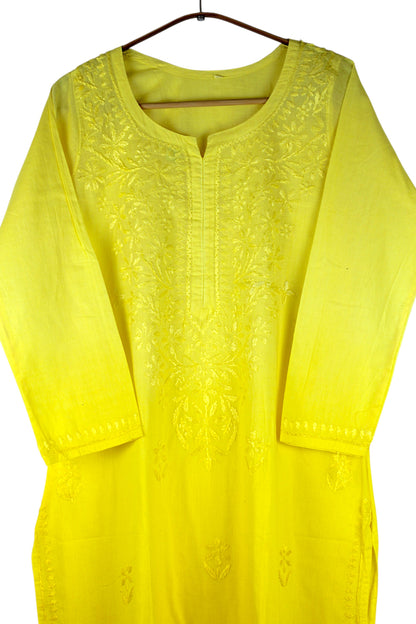 KIRAN YELLOW COTTON LONG KURTA