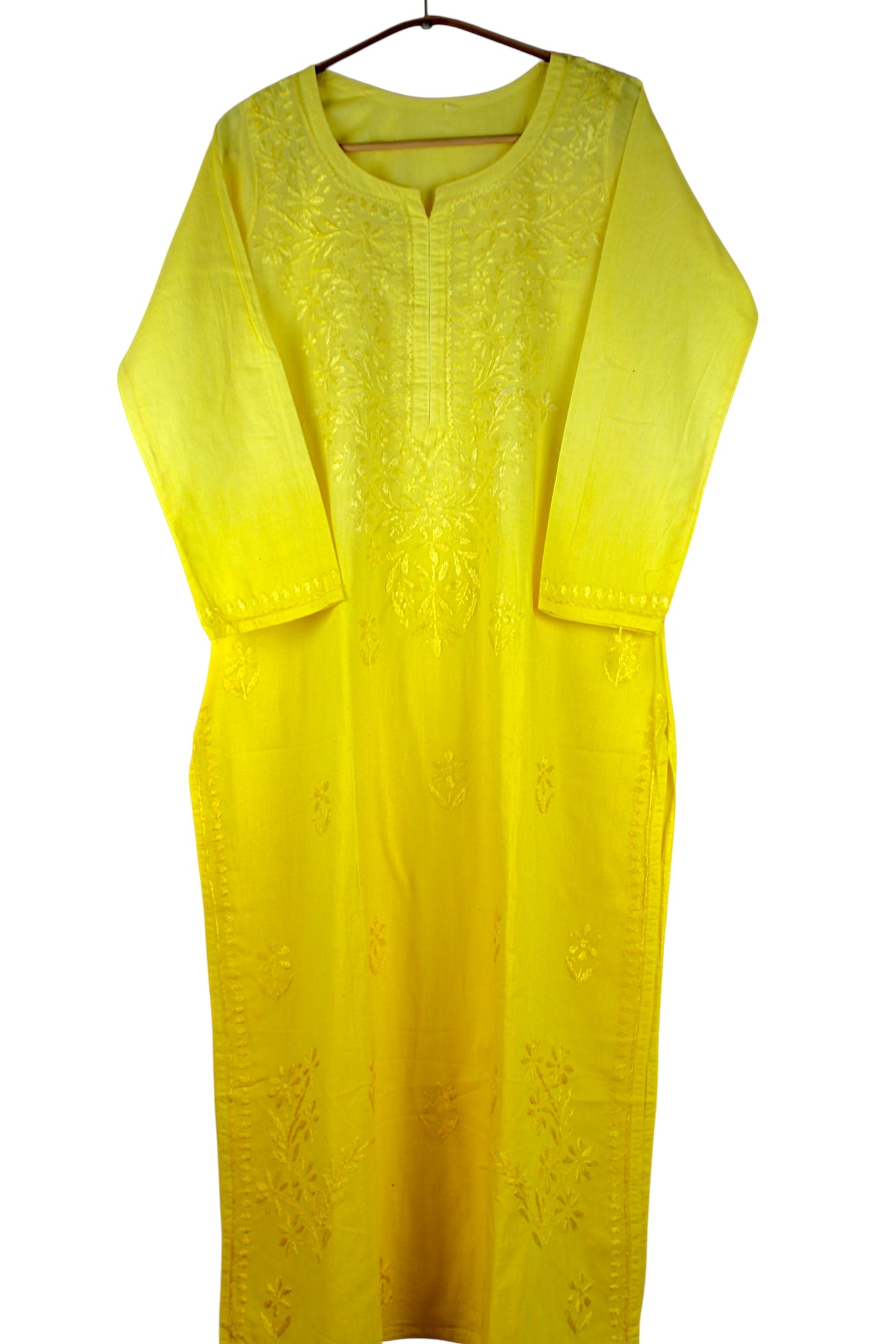 KIRAN YELLOW COTTON LONG KURTA