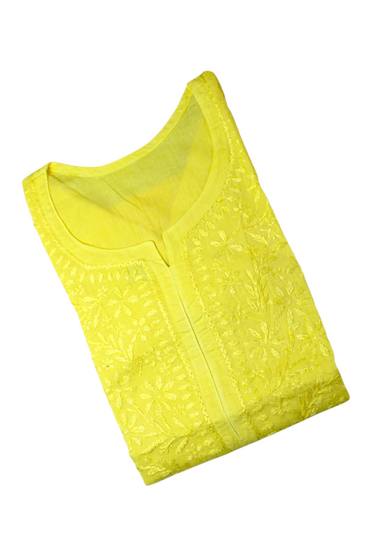 KIRAN YELLOW COTTON LONG KURTA