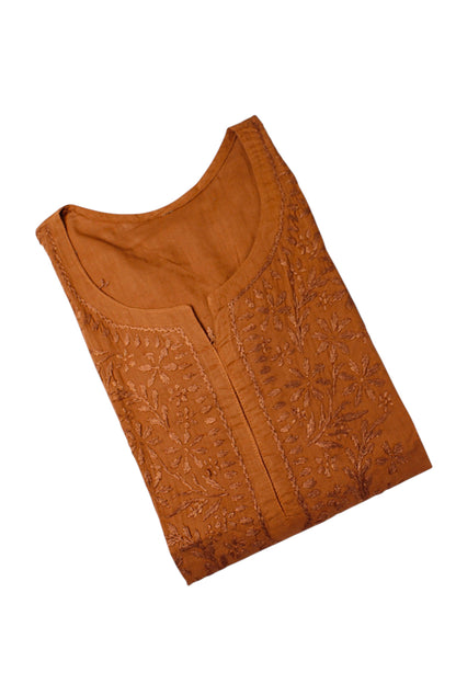 KIRAN BROWN COTTON LONG KURTA