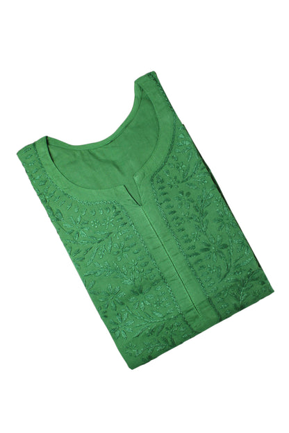 KIRAN EMERALD GREEN COTTON LONG KURTA
