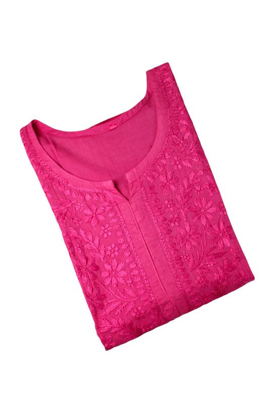 KIRAN RANI PINK COTTON LONG KURTA