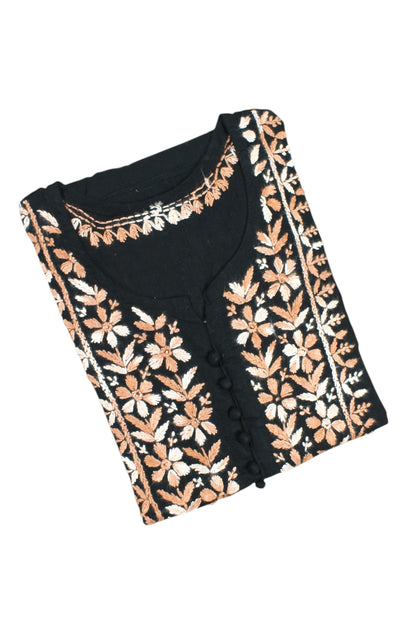 MIRA COTTON LONG KURTA - BLACK & ORANGE