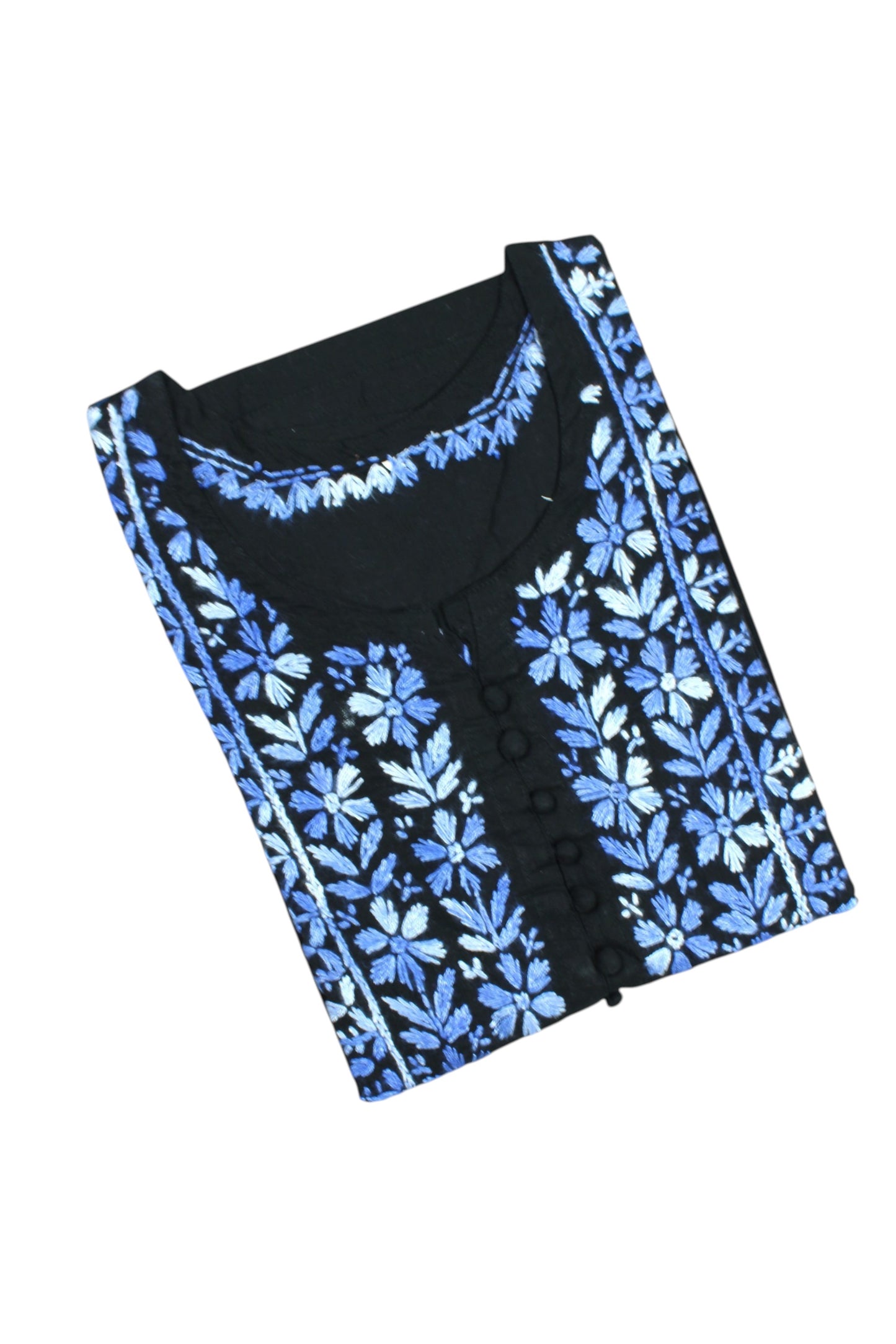 MIRA COTTON LONG KURTA - BLACK & BLUE