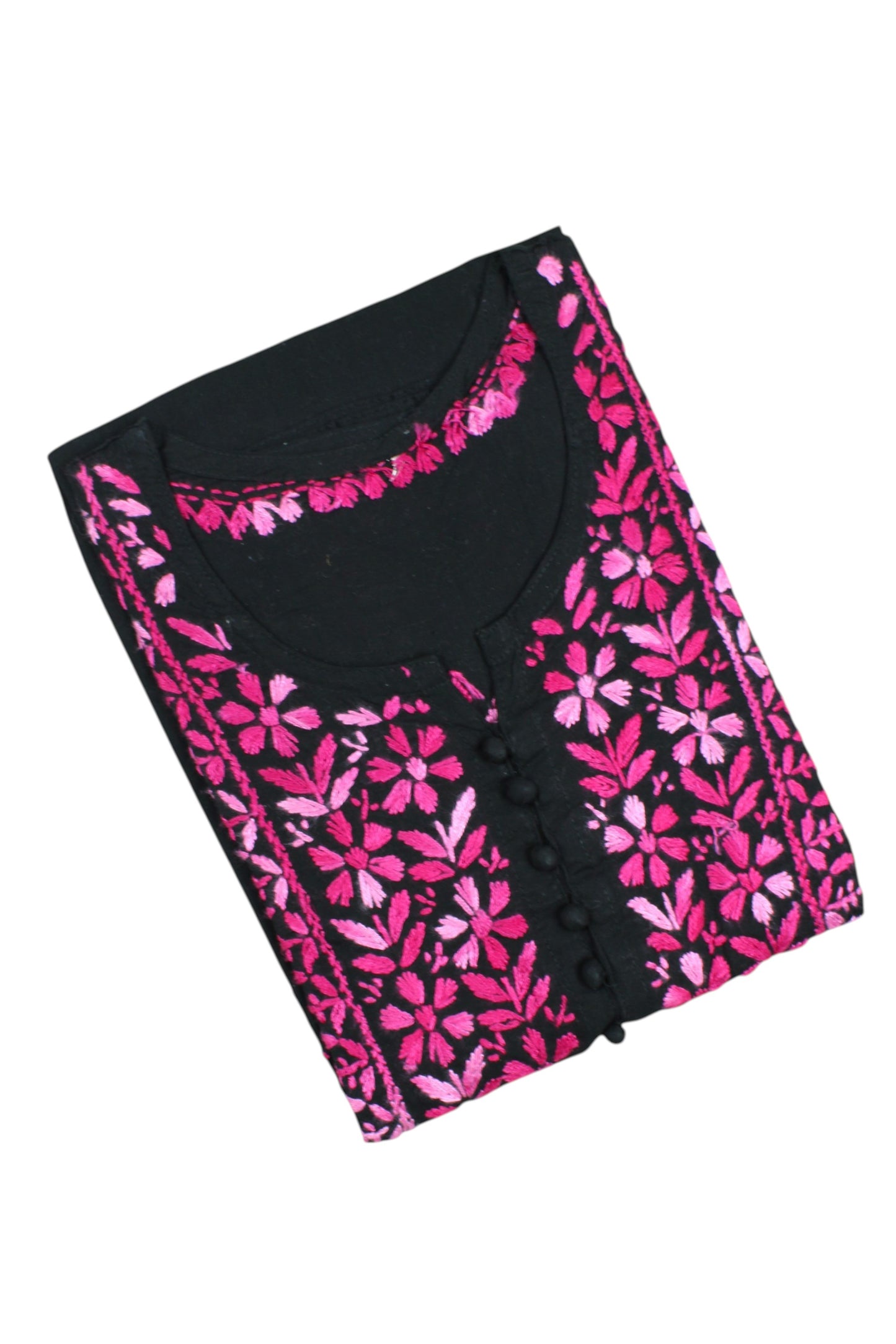 MIRA COTTON LONG KURTA - BLACK & PINK