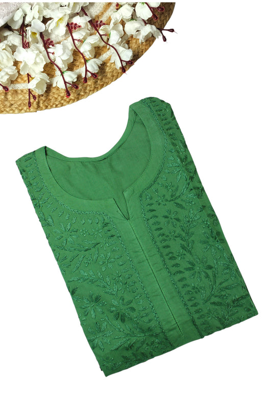 KIRAN EMERALD GREEN COTTON LONG KURTA