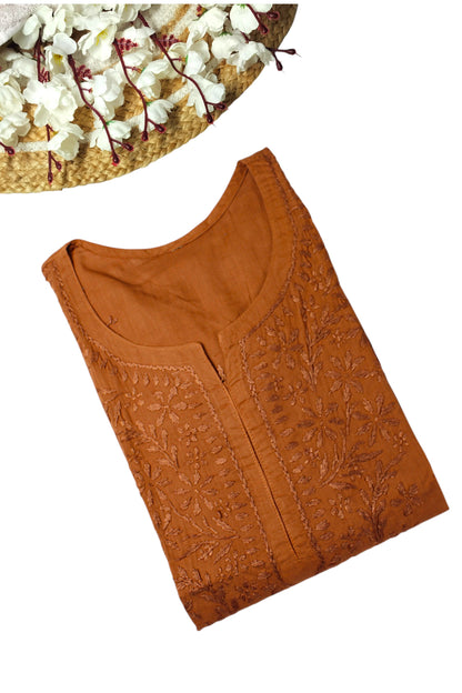 KIRAN BROWN COTTON LONG KURTA