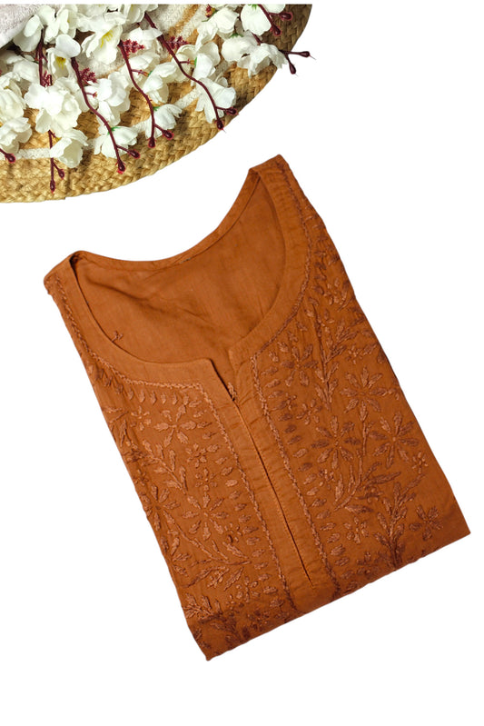 KIRAN BROWN COTTON LONG KURTA